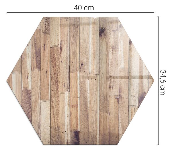 Sticlă hexagonală sub sobă Model din lemn într-un aranjament geometric