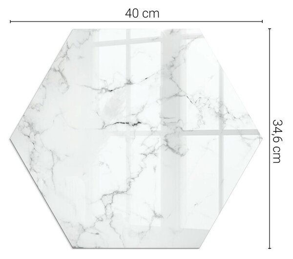 Placă hexagonală din sticlă pentru șemineu Motiv de marmură cu vene delicate