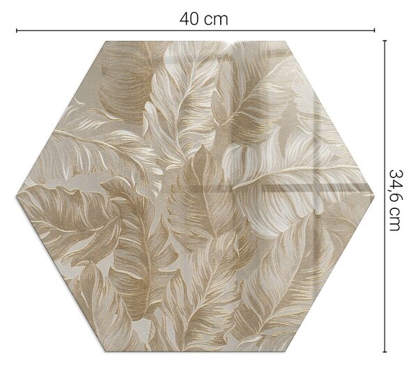 Placă hexagonală din sticlă pentru șemineu Modele delicate de frunze