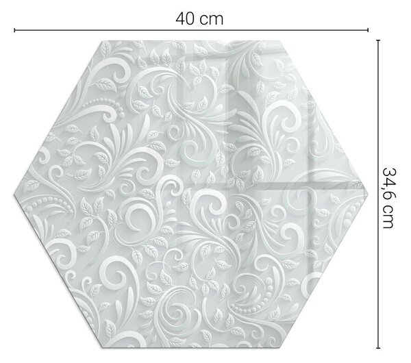 Placă hexagonală din sticlă pentru șemineu Motiv elegant al plantelor