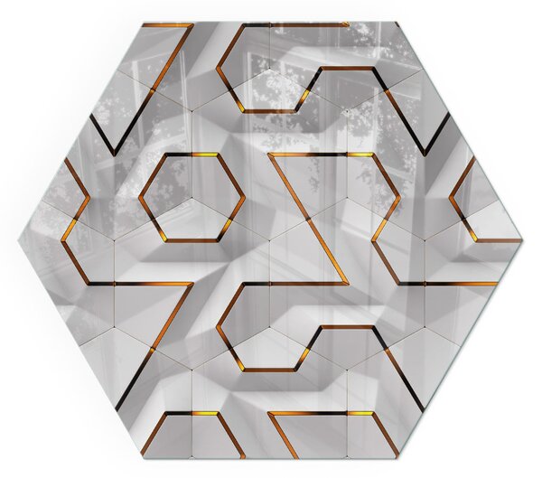 Placă hexagonală din sticlă pentru șemineu Model de forme tridimensionale