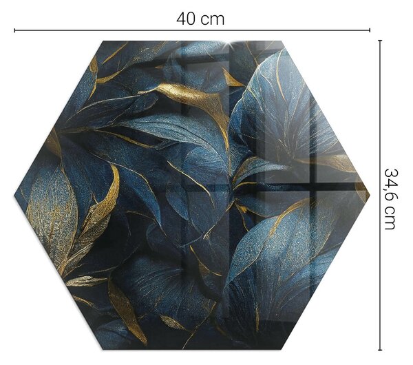 Placă hexagonală din sticlă pentru șemineu Frunze elegante în structură