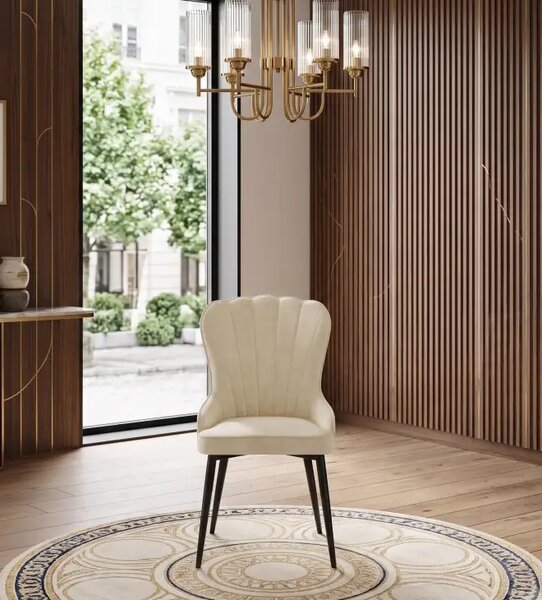 Scaun living din catifea si picioare metalice,Nelia