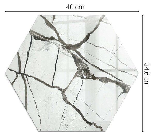 Sticlă hexagonală sub sobă Vene de marmură într-un stil elegant