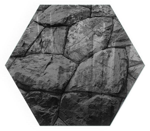 Placă hexagonală din sticlă pentru șemineu Stil de piatră într-o versiune naturală