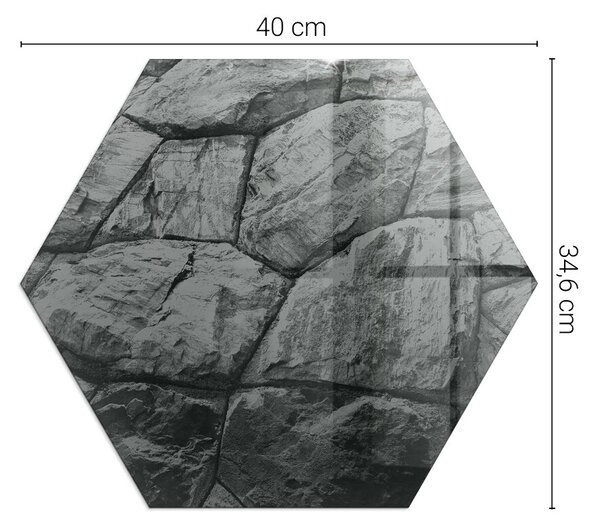 Placă hexagonală din sticlă pentru șemineu Stil de piatră într-o versiune naturală