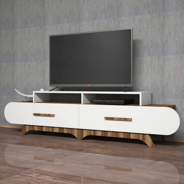 Comoda TV Flora Walnut-Alb