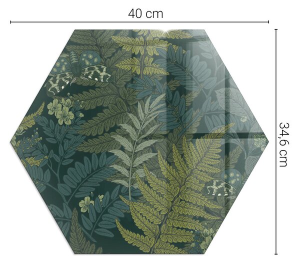 Sticlă hexagonală sub sobă Modele de plante cu fluturi