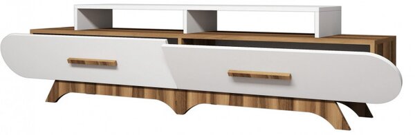 Comoda TV Flora Walnut-Alb
