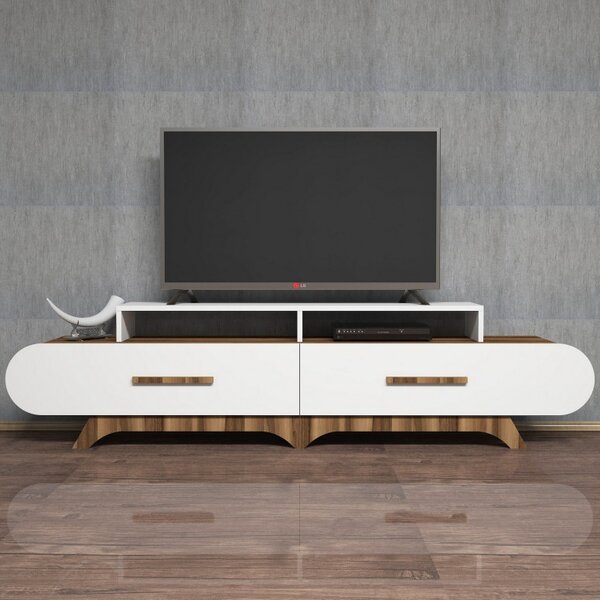 Comoda TV Flora Walnut-Alb