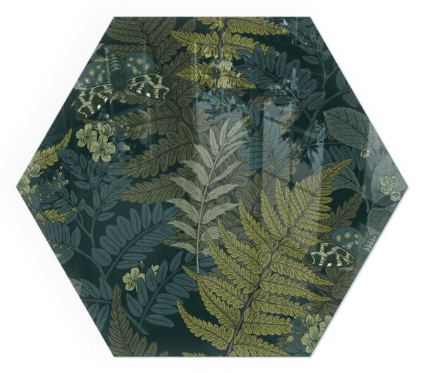 Sticlă hexagonală sub sobă Modele de plante cu fluturi