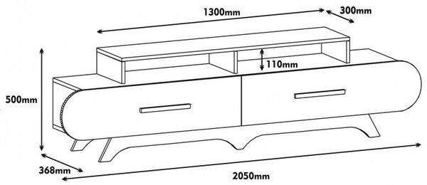 Comoda TV Flora Walnut-Alb