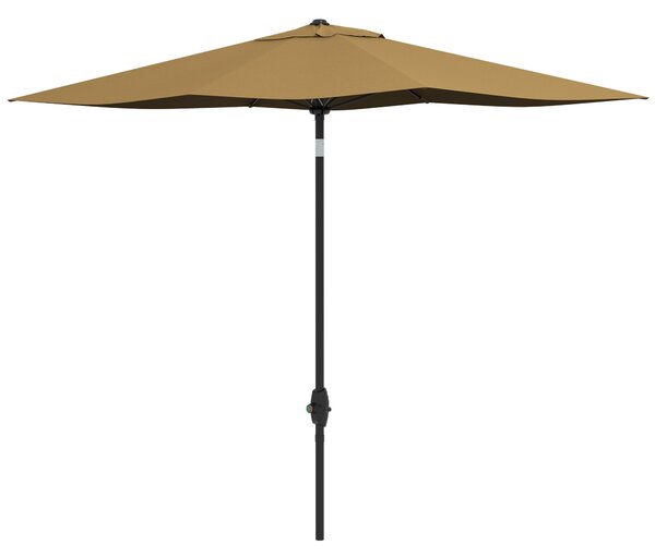 Outsunny Umbrelă de Grădină Dreptunghiulară, Umbrelă de Soare cu Manivelă și Deschidere Înclinată, 296x197x244.5 cm, Maro