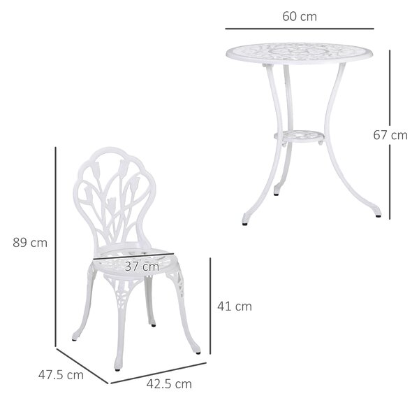 Outsunny Set de Gradina 3 Piese din Aluminiu cu 2 Scaune