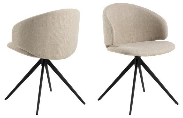 MAZZONI EXPORT NELA Bej (material Basel 24)/picioare negre - SCAUN MODERN ÎMPLĂTIT ROTATIV TAPIȚAT PENTRU SALON/LIVING/BIROU BOHO
