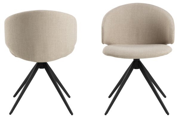 MAZZONI EXPORT NELA Bej (material Basel 24)/picioare negre - SCAUN MODERN ÎMPLĂTIT ROTATIV TAPIȚAT PENTRU SALON/LIVING/BIROU BOHO