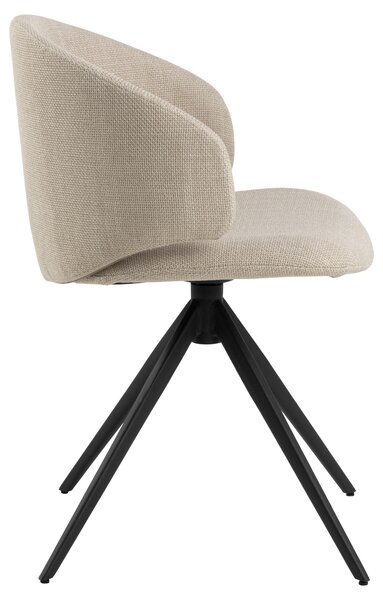 MAZZONI EXPORT NELA Bej (material Basel 24)/picioare negre - SCAUN MODERN ÎMPLĂTIT ROTATIV TAPIȚAT PENTRU SALON/LIVING/BIROU BOHO