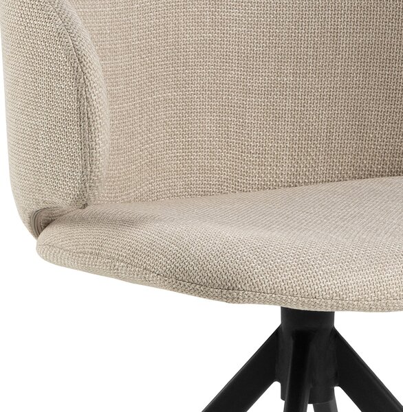 MAZZONI EXPORT NELA Bej (material Basel 24)/picioare negre - SCAUN MODERN ÎMPLĂTIT ROTATIV TAPIȚAT PENTRU SALON/LIVING/BIROU BOHO
