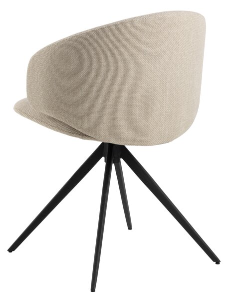 MAZZONI EXPORT NELA Bej (material Basel 24)/picioare negre - SCAUN MODERN ÎMPLĂTIT ROTATIV TAPIȚAT PENTRU SALON/LIVING/BIROU BOHO