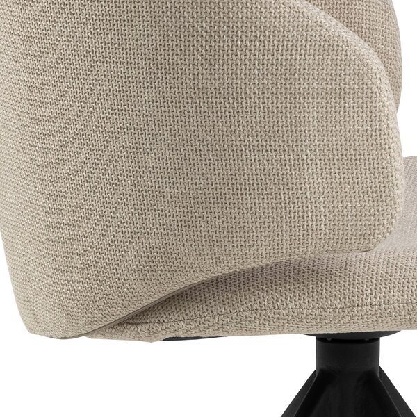 MAZZONI EXPORT NELA Bej (material Basel 24)/picioare negre - SCAUN MODERN ÎMPLĂTIT ROTATIV TAPIȚAT PENTRU SALON/LIVING/BIROU BOHO