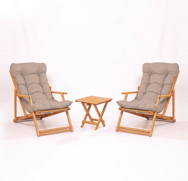 Set grădină masă și scaune (3 buc.) Mackenzie 6 (maro + natural). 1082976