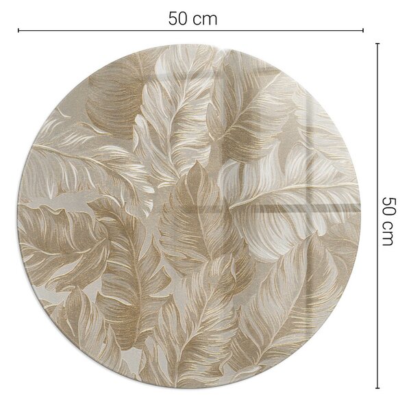 Placă rotundă din sticlă pentru șemineu Modele delicate de frunze