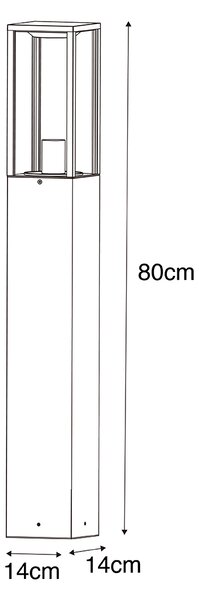 Lampă inteligentă de exterior neagră cu sticlă canelată 80 cm incl. WiFi A60 - Charlois