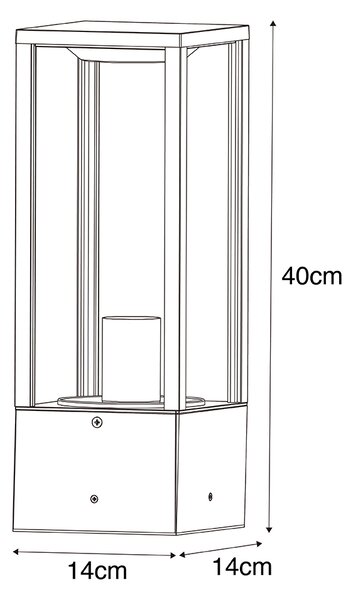 Lampă de podea inteligentă de exterior neagră cu sticlă canelată 40 cm incl. WiFi A60 - Charlois