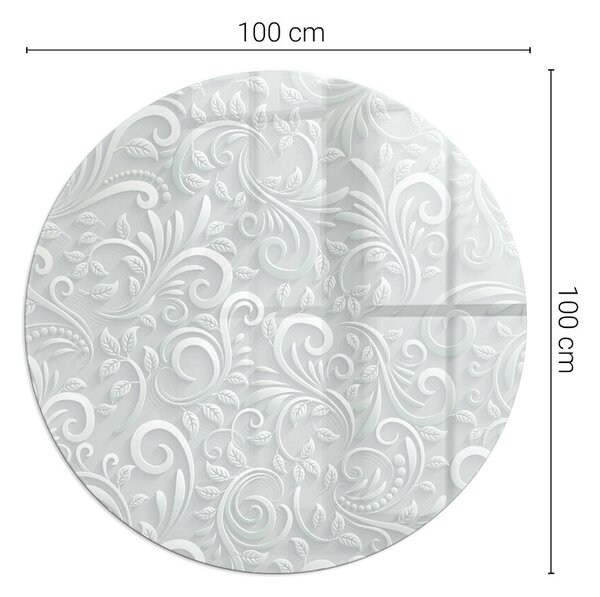 Placă rotundă din sticlă pentru șemineu Motiv elegant al plantelor