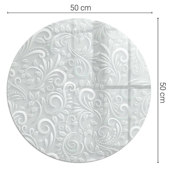 Placă rotundă din sticlă pentru șemineu Motiv elegant al plantelor
