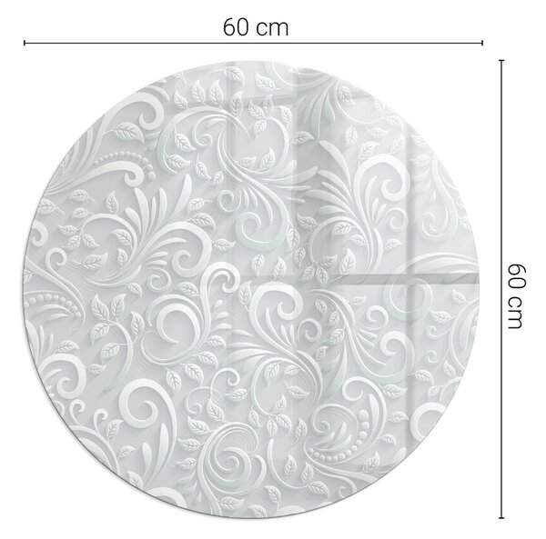 Placă rotundă din sticlă pentru șemineu Motiv elegant al plantelor