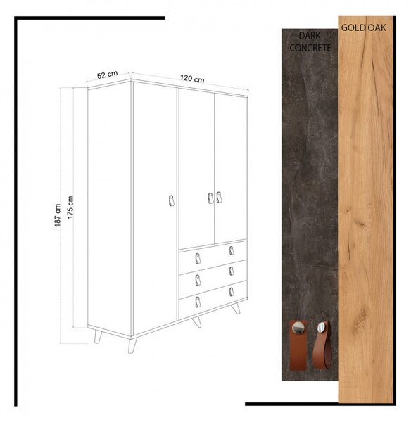Dulap Chunky Oak-Dark Concrete