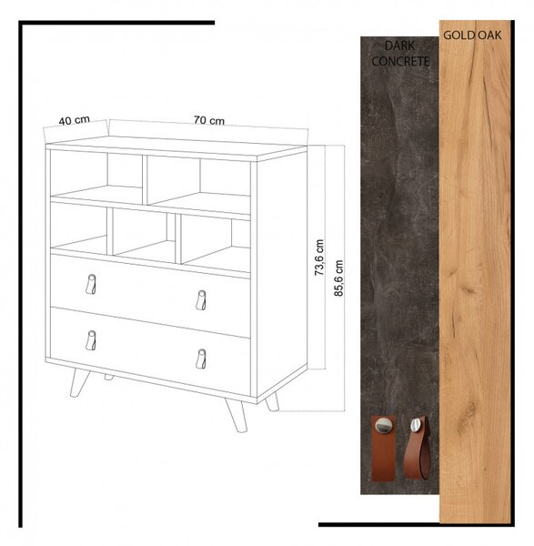 Dulap Dressing Marco Oak-Dark Concrete