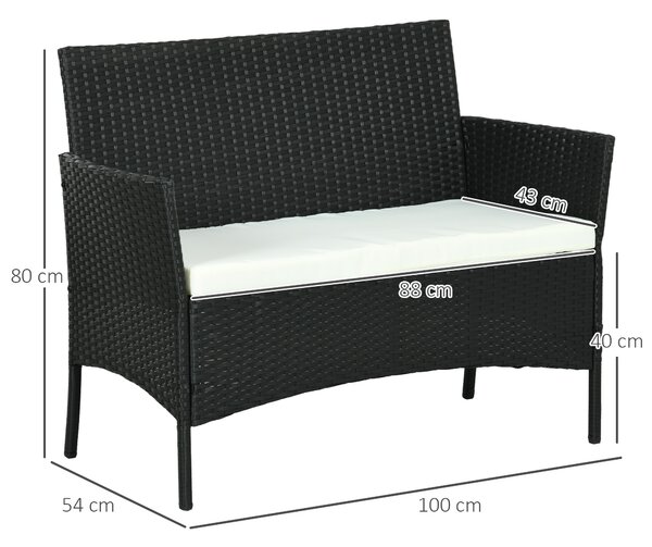 Canapea de exterior Outsunny cu 2 locuri cu perne căptușite