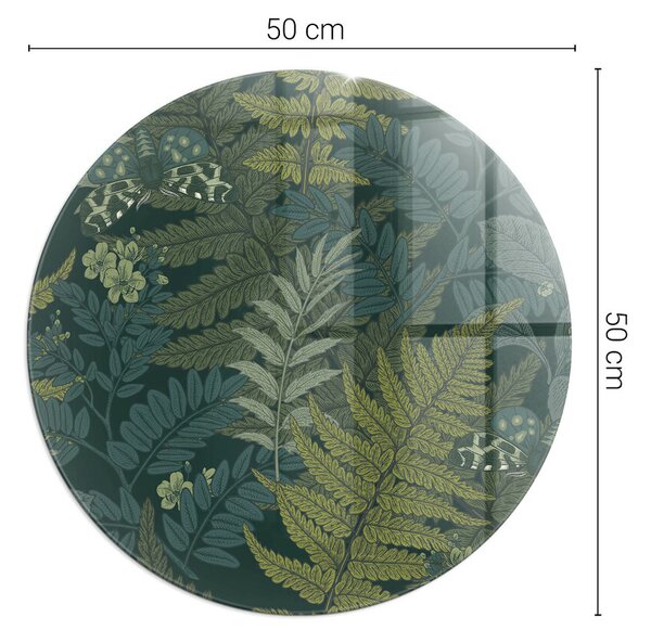 Sticlă rotundă sub sobă Modele de plante cu fluturi