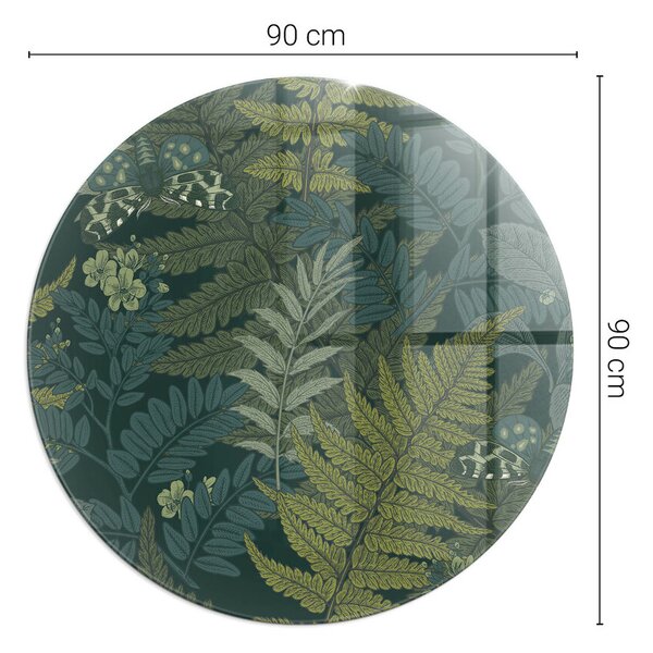 Sticlă rotundă sub sobă Modele de plante cu fluturi