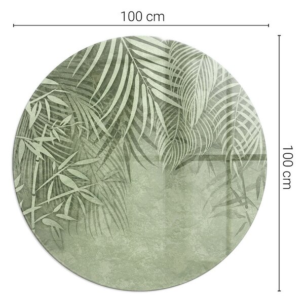 Placă rotundă din sticlă pentru șemineu Frunze tropicale pe fundal