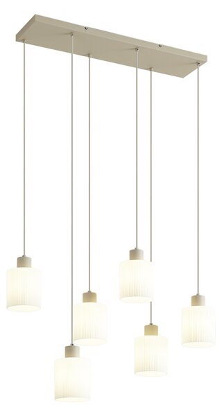 Lampă suspendată scandinavă bej cu sticlă albă cu 6 lumini - Wisp