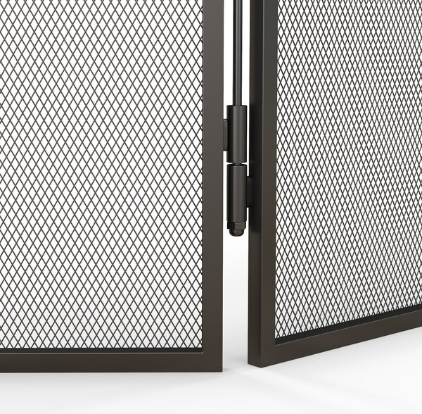 HOMCOM Paravan Pliant pentru Șemineu cu 3 Panouri, Paravan de Protecție din Metal, 96x1,3x56 cm, Negru | Aosom Romania
