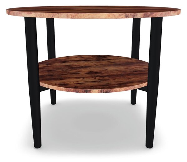 Masuta cafea ELLA B, maro rustic/negru mat, PAL/metal, 60x45 cm