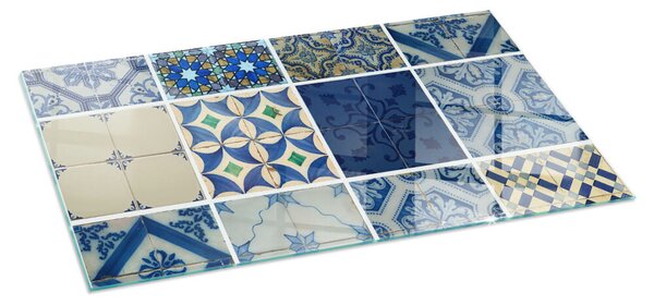 Placă dreptunghiulară din sticlă pentru șemineu Modele ceramice pe fundal