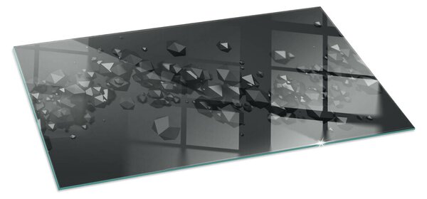 Placă dreptunghiulară din sticlă pentru șemineu Forme abstracte de nori în solide