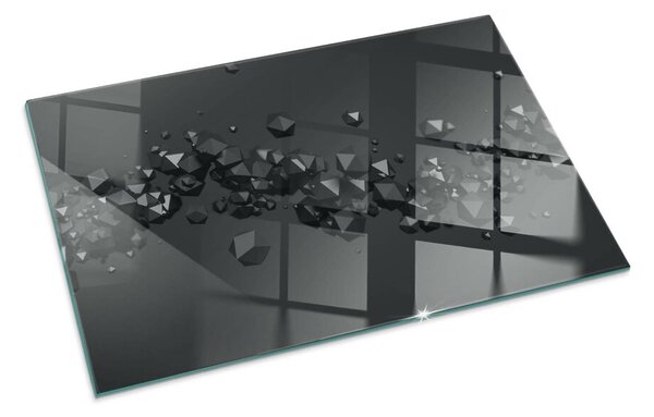 Placă dreptunghiulară din sticlă pentru șemineu Forme abstracte de nori în solide