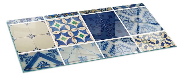 Placă dreptunghiulară din sticlă pentru șemineu Modele ceramice pe fundal