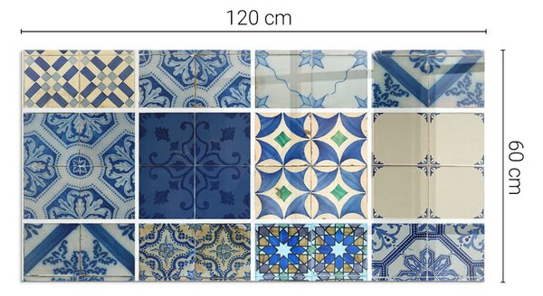 Placă dreptunghiulară din sticlă pentru șemineu Modele ceramice pe fundal