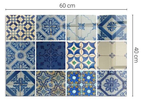 Placă dreptunghiulară din sticlă pentru șemineu Modele ceramice pe fundal