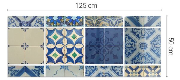 Placă dreptunghiulară din sticlă pentru șemineu Modele ceramice pe fundal