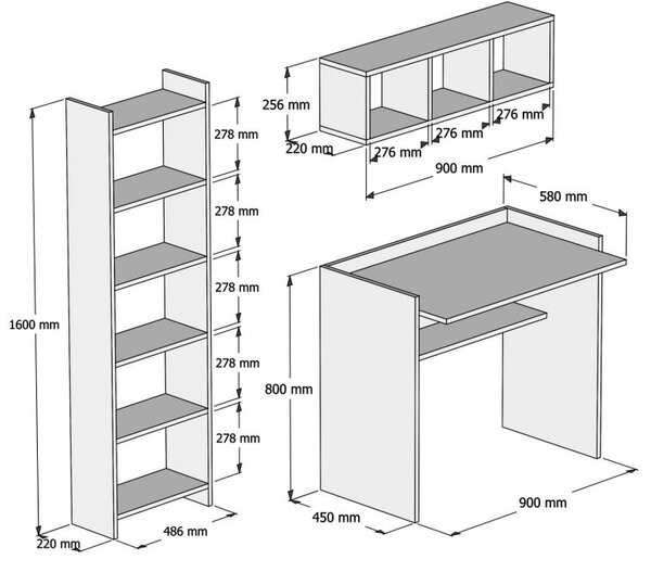 Set Birou si Biblioteca Matilda Alb