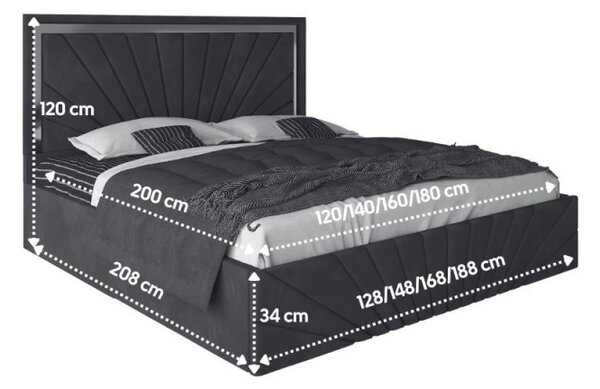 Set Mobila De Dormitor Nova Verde, pat tapitat 160x200cm, dulap 250cm, 2 noptiere si saltea 160x200cm