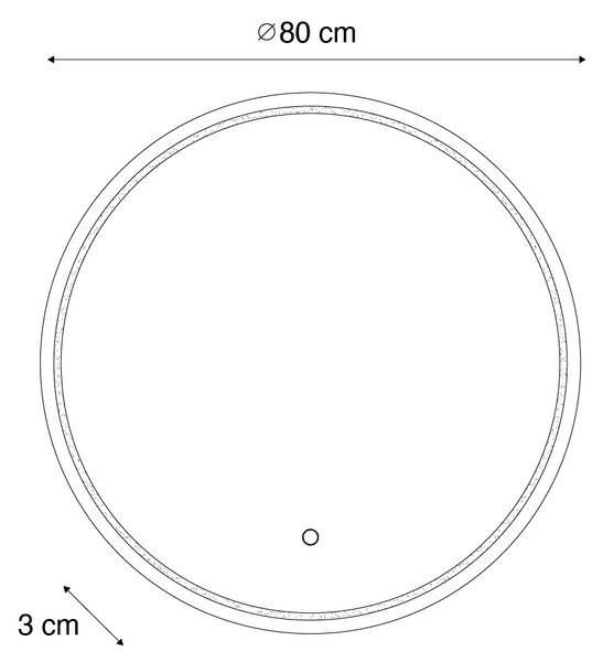 Oglinză modernă de baie 80 cm cu LED și dimmer tactil - Sebas